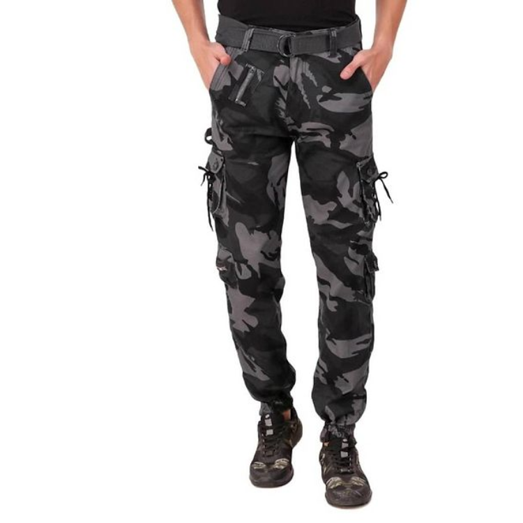 SEONEG 7G Mens Regular Fit Army Print Cargo Style Casual Trousers Pants
