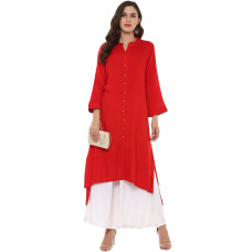 Women's Rayon Red Kurta