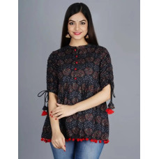 Rayon Printed Pompom Kurtis