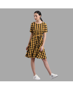 Verve Studio Cotton Check Short Dress
