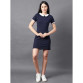Womens Cotton Solid T-Shirt Dress Navy Blue