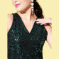 Trend Arrest Women's Polyester Sequin Two Toned Bodycon Short Dress