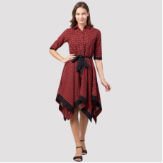 Womens Cotton  High-Low Shirt Dress