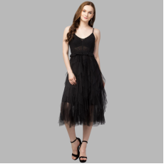 Womens Net Solid Drop  Dress