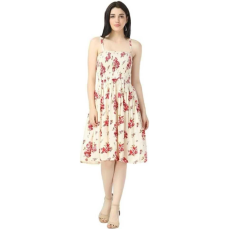 Womens Rayon Floral Print Midi Dress