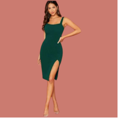 Women's Lycra Solid Slit Bodycon Short Dress