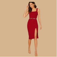 Women's Lycra Solid Slit Bodycon Short Dress