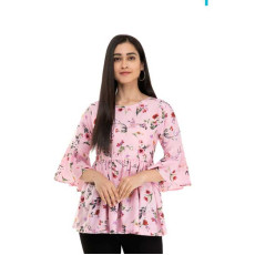 Women's Crepe Floral Print Drop Waist Top