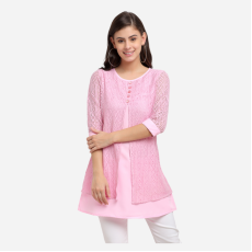 Women's Designer Solid Crepe Top Lightpink Crepe