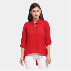 Womens Designer Solid Crepe Top