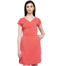 Womens Designer Solid Crepe Fit & Flare Short Dress