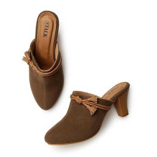 Peanut Brown heels Slip made of Suede for Girls and Women