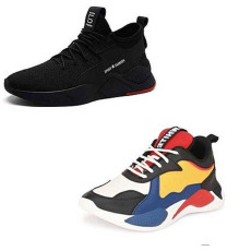 Multi colour  and Black colored running shoes for Mens Pack of 2